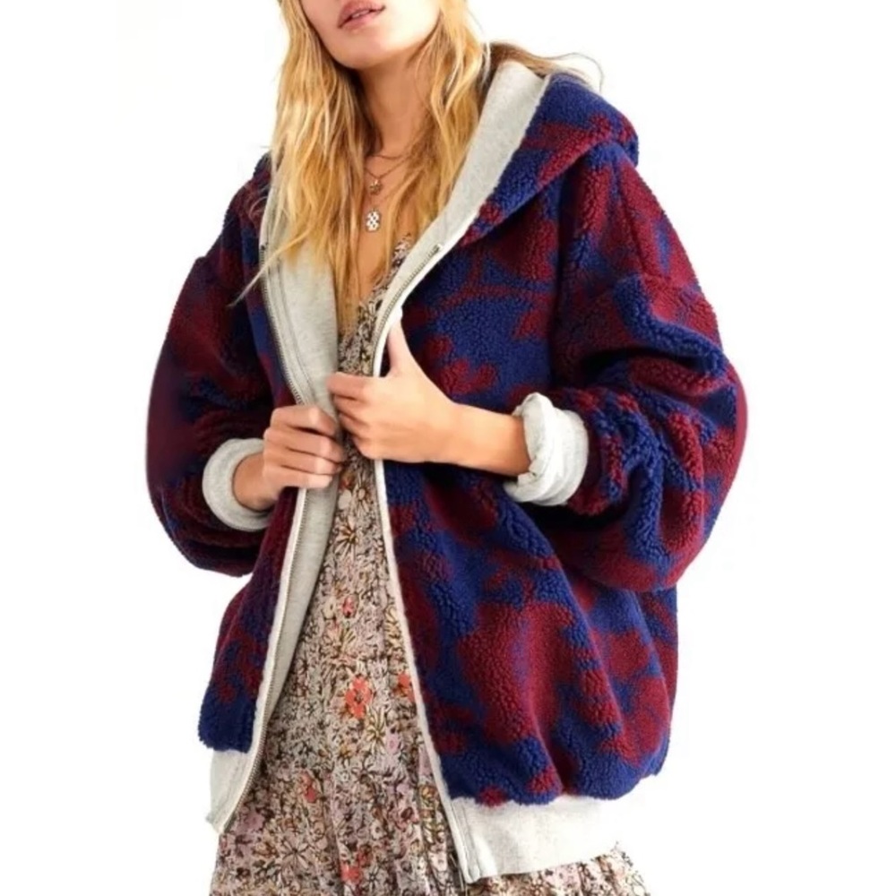 FREE PEOPLE Canyon Moon Cardi Zip Up Sherpa Jacket